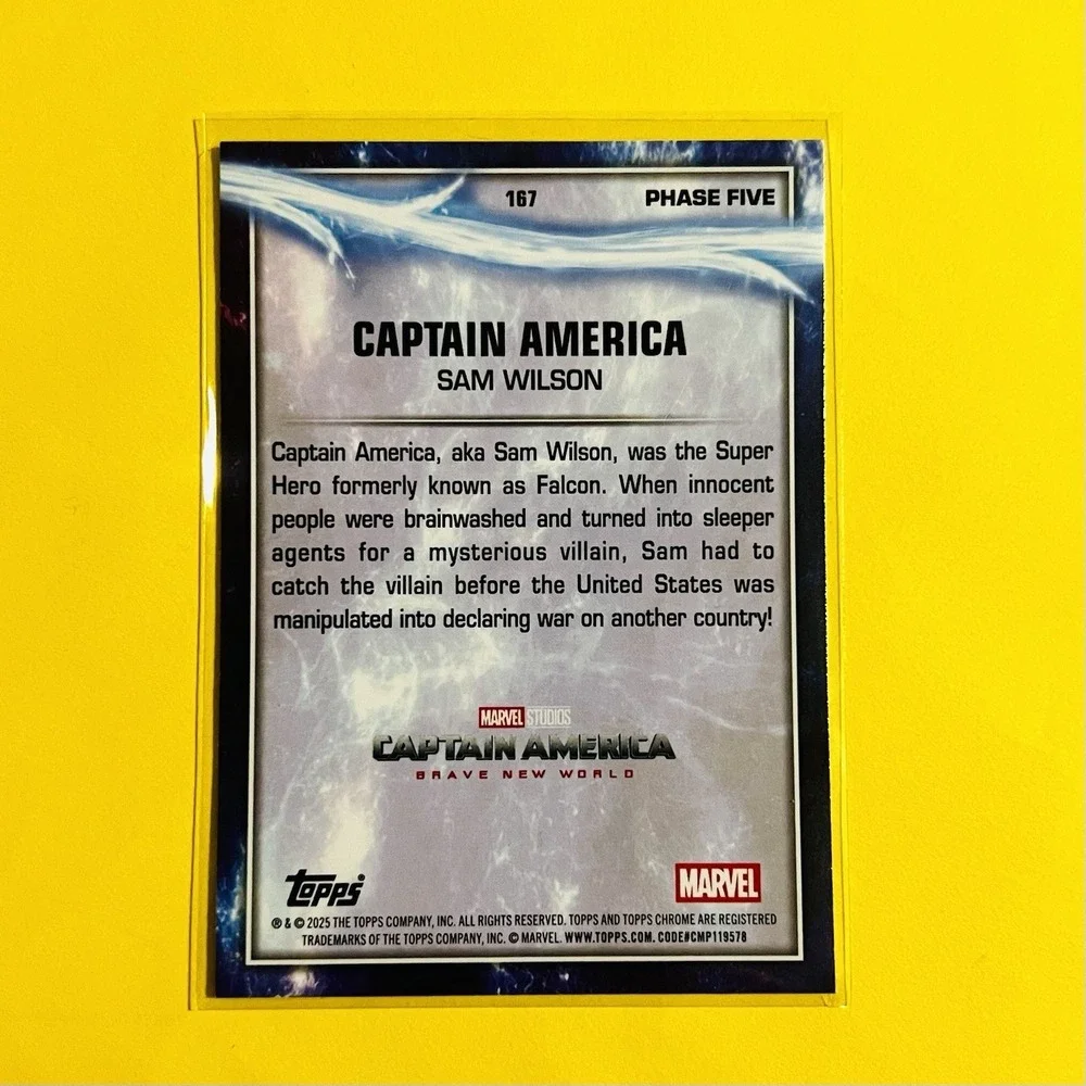 2025 Topps Chrome Marvel Studios Captain America Sam Wilson Sky Blue Raywave#167